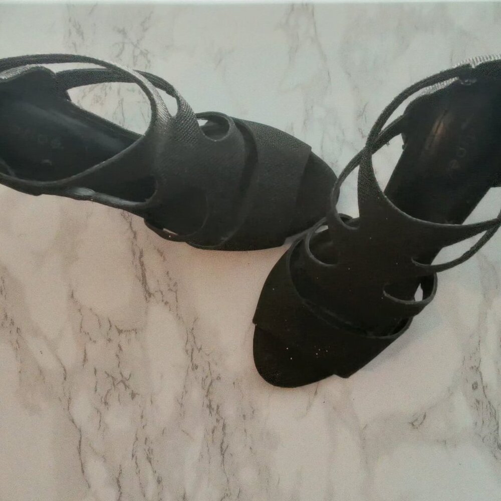 Maripe Womens Black Sparkly Glitter Stiletto 4" Heels Black High Heels Size 9 - Picture 15 of 16